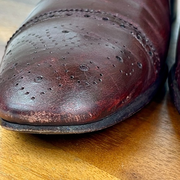 Mens Paul Smith Henry Burgundy Leather Brogue Cap Toe Dress Shoes Size UK 8 US 9 - Picture 6 of 16
